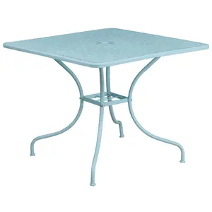 Flash Furniture  35.5 in. Square Sky Blue Indoor & Outdoor Steel Patio Table