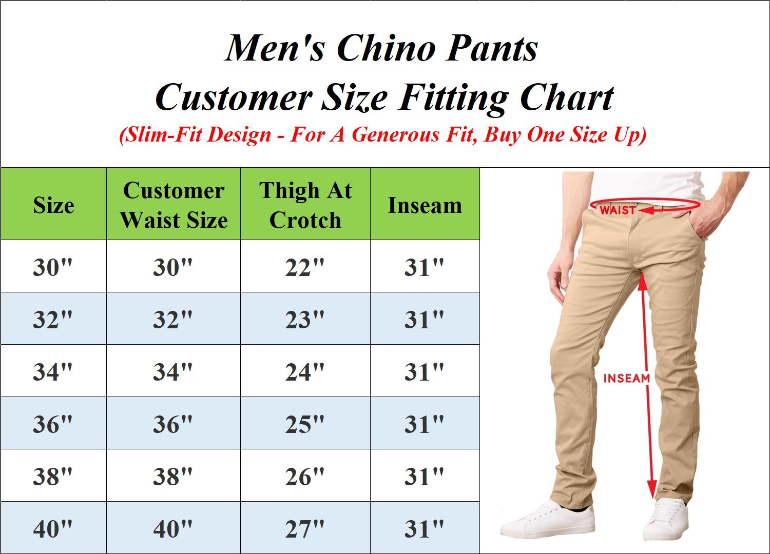 3-Pack Men's Slim Fit Cotton Stretch Classic Chino Pants (Sizes, 30-40)