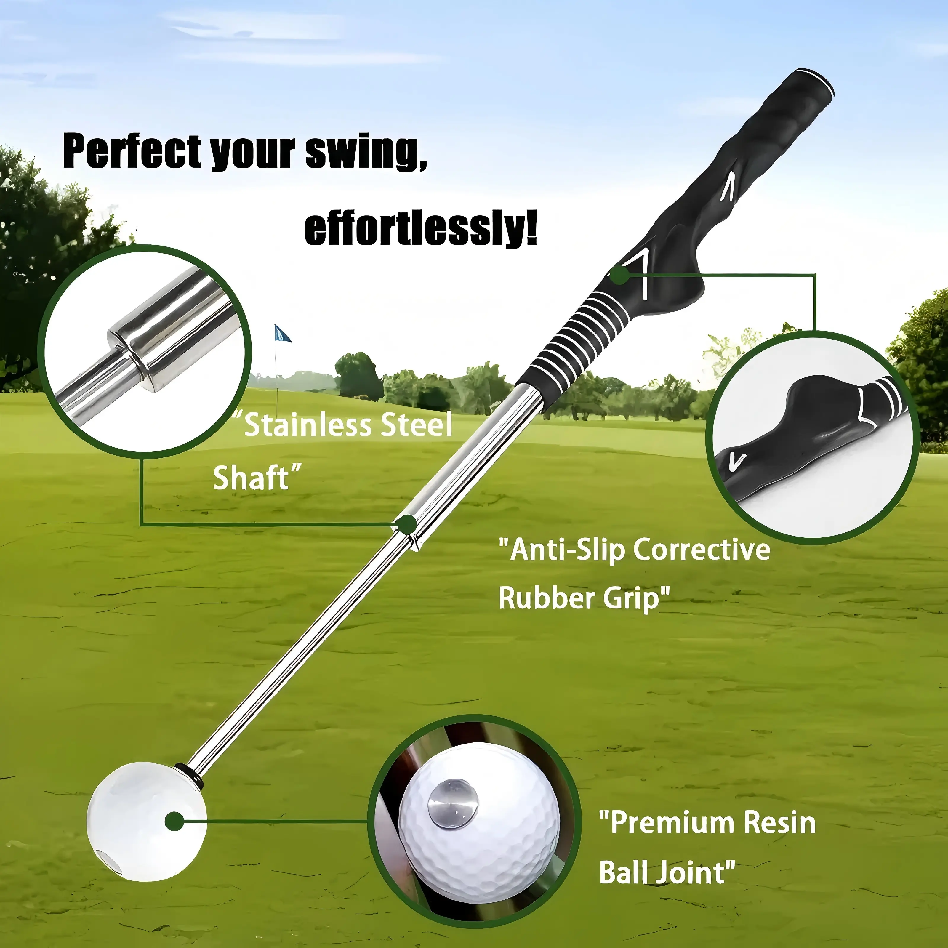 Retractable Right-Handed Golf Swing Trainer - Easy Golf Training Aid Grip & Swing Training Tool for Adult Strength, Tempo, Durable Plastic Short Tees Accessory, Golf Accessories, Grip Aid Swing Trainers