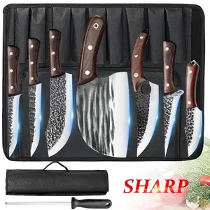 MDHAND Kitchen knife Set, Butcher Knife Set with Roll Bag, Professional Knife Set for Meat Cutting, Meat Knife, Handmade Chef Knife Set, Best Gift!, mothersdaygift