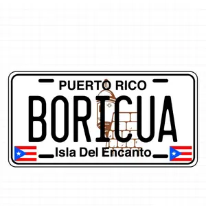 Boricua Car Decoration License Plate Puerto Rico Boricua Isla Del Encanto with Puerto Rican Flag Design