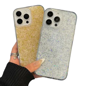 Bling Twinkle Stardust Phone Case for iPhone 11-17 Pro Max - Soft TPU Edge & Hard PET Back Protection Glitter 3D Effect Anti-Scratch Lightweight Cover for Women & Girls Wireless Protective Screen Protector Casing