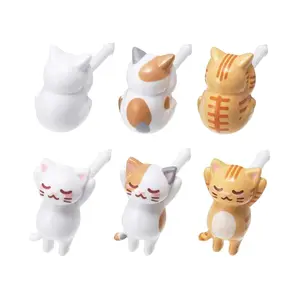 TORUNE Japanese Cat Shaped Food Picks Set - 6 Cute Sandwich and Fry Forks for Kids