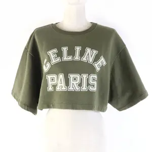 Pre-owned Celine Cotton Small Leather Goods Oversized Cropped T shirt XS