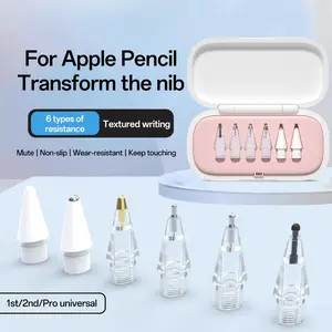 Apple Pencil Replacement Tip, Transparent Metal Anti-Slip Nib, Durable iPad Pro Stylus, Silent Writing Surface, Reusable Design