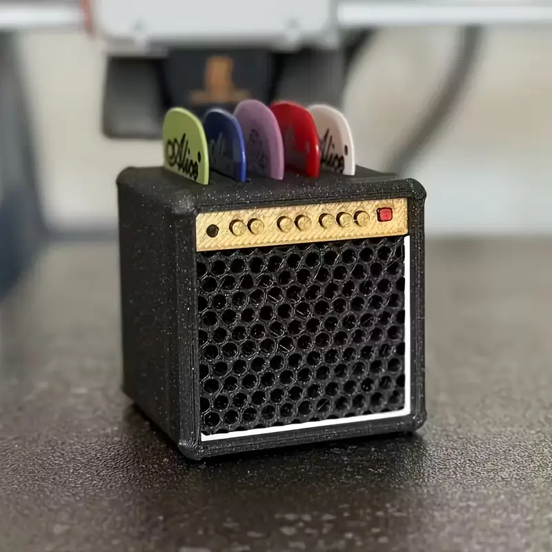 Guitar Pick Storage Box with Pickup Design, Convenience, Non-Slip Base for Stability, Portable Lightweight Guitar Pick Case Holder, Ideal Gift for Musicians, Durable Construction