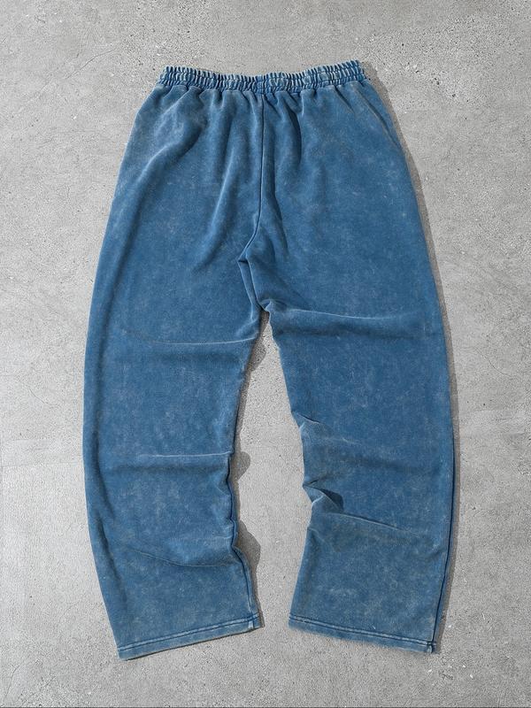 Comfortable Cotton Fabric, Thorn Print Casual Pants, New Autumn Winter Straight Leg Men's Pants, Sports Wide-Leg Sweatpants