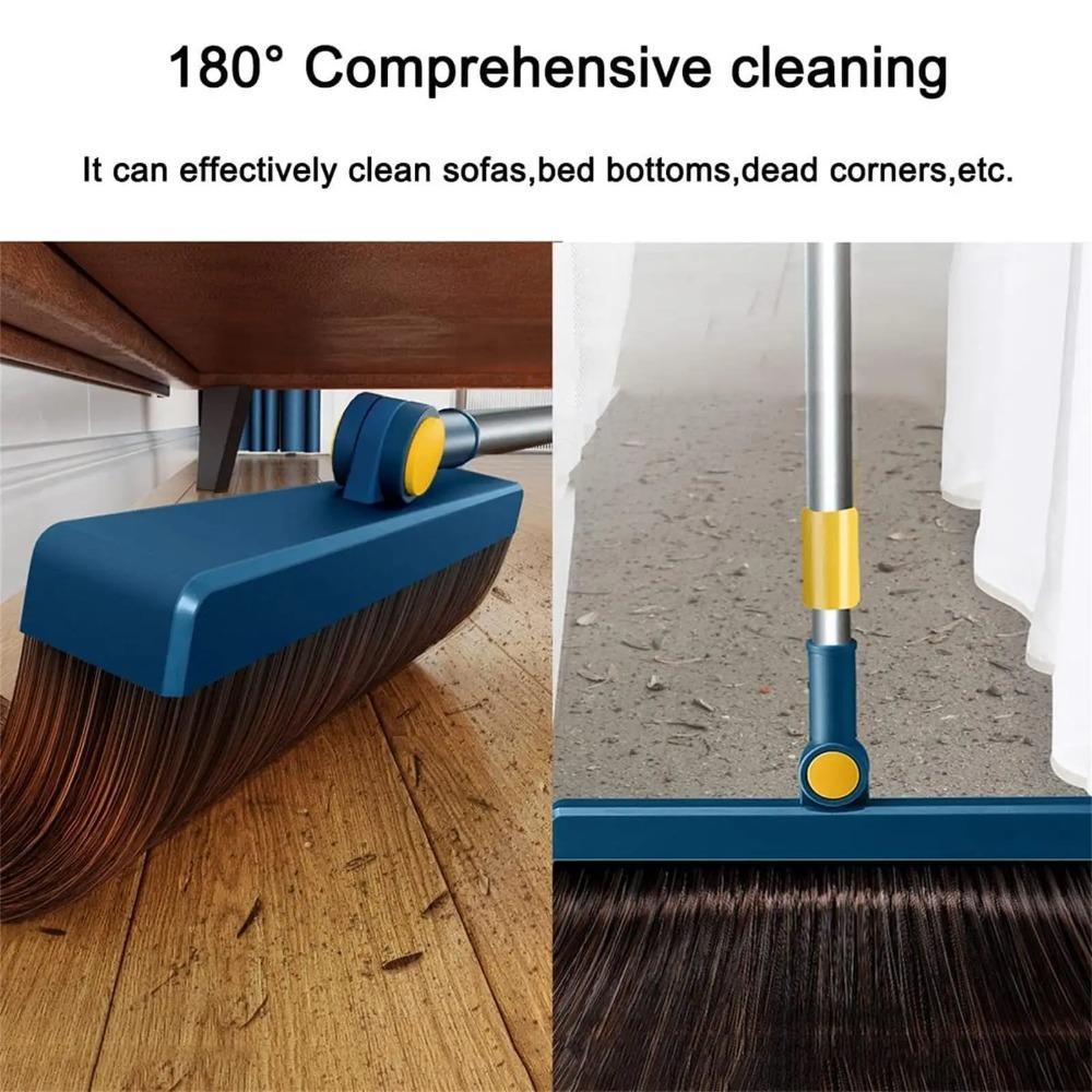 2pcs Long Handle Broom & Dustpan Set – Rotatable Floor Sweeper for Bathroom, Home,  Kitchen, Wood Floor & Pet Hair Cleaning