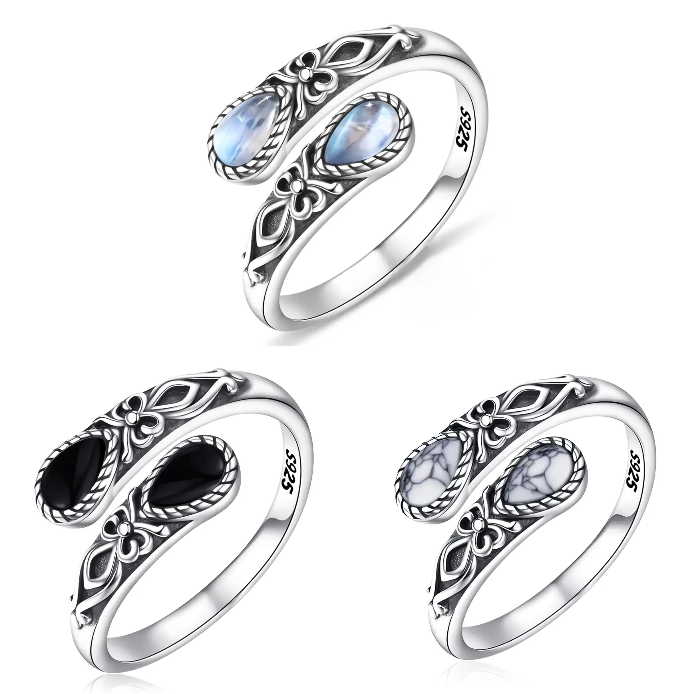 Moonstone+Black Agate+White Turquoise