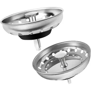 2PCS 3-in-1 Kitchen Sink Drain Strainer Stainless Steel Sink Plug Deodorizing Anti-Clog Basket Strainer for 304 Stainless Steel Quality