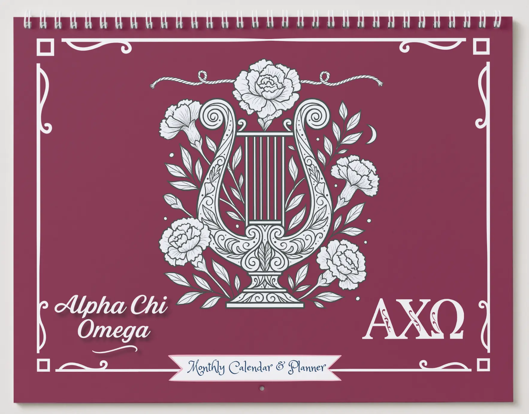 Alpha Chi Omega Monthly Planner - Lyre Edition:  Colorable & Customizable