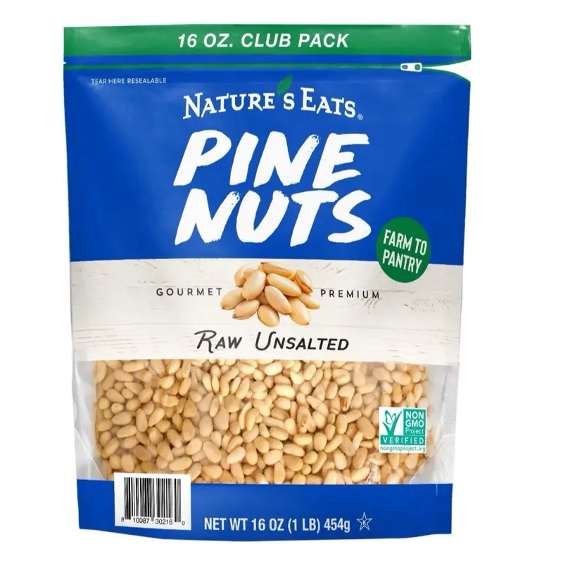 Nature's Eats Pine Nuts 16 oz Raw Unsalted Non-GMO Gluten-Free Kosher Certified Premium Farm to Pantry Resealable Pouch