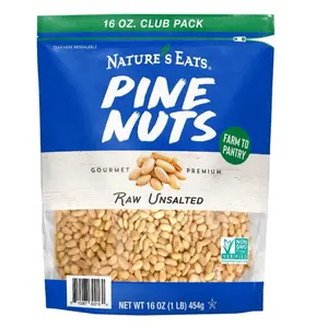 Nature's Eats Pine Nuts 16 oz Raw Unsalted Non-GMO Gluten-Free Kosher Certified Premium Farm to Pantry Resealable Pouch