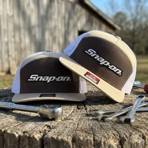 Old School Mechanic Trucker Hat, 7 Panel Snapback Mesh Back Cap, Vintage Workwear Style, Breathable Casual Unisex Hat