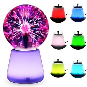 3 Inch Touch Interactive Plasma Lightning Ball, USB Powered 7-Color Gradient Desk Ambient Light, Party Decor Gift, Suitable for Space Decoration and Desktop Decoration