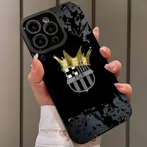 Barcelona Team Crest & Crown Design Trendy Faux Leather Case for iPhone 17 16 15 14 13 12 11 Pro Max Plus Air – Stylish, Anti-Scratch, Drop ProtectionChristmas gift
