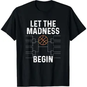 Cotton Graphic T-shirt - Basketball Bracket Shirt Let The Madness Begin Funny College T-Shirt - For Men & Women Fit Relaxed T-shirt
