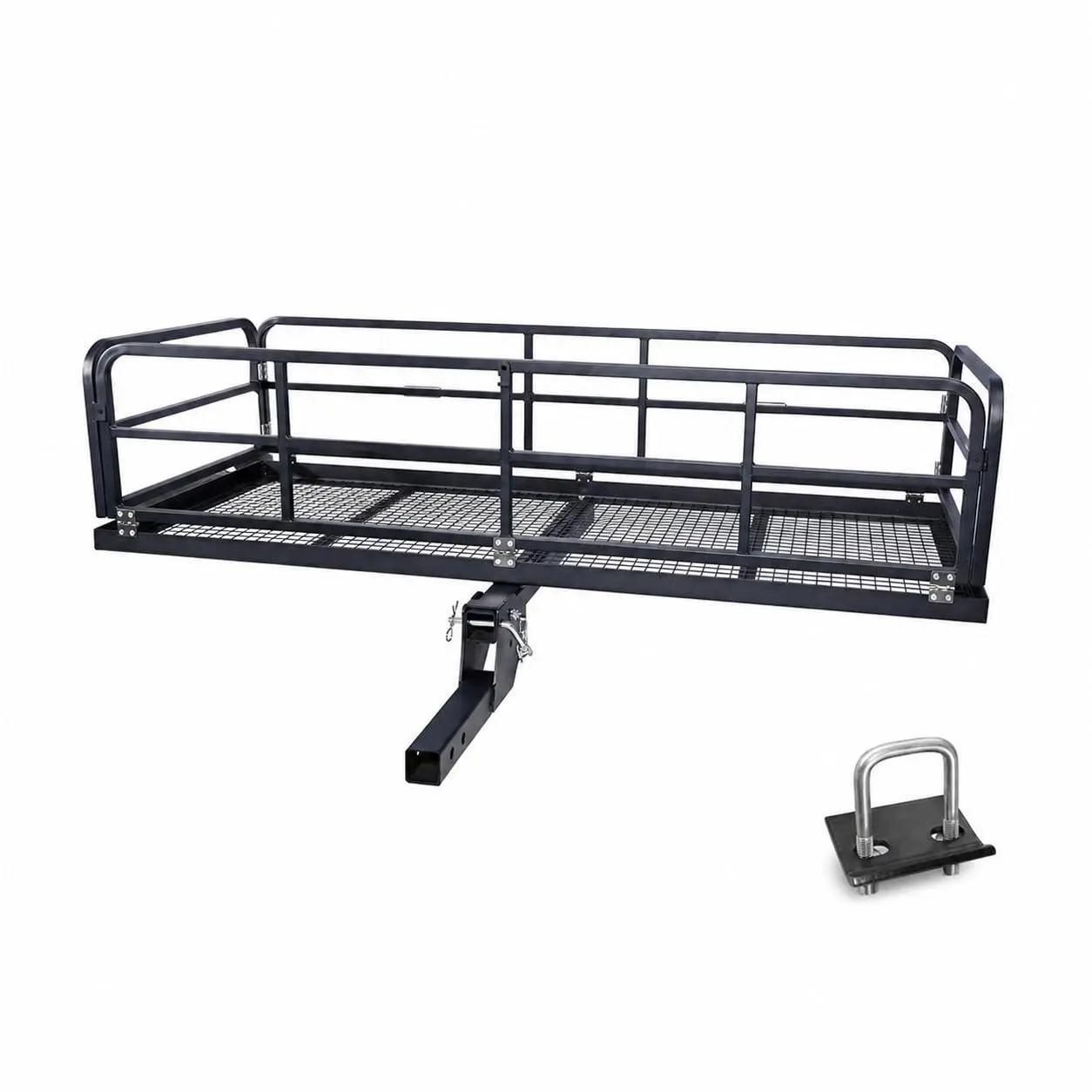 Folding Hitch Mount Cargo Carrier Rack - 750 LBS Heavy Duty Rear Luggage Basket for Car SUV, Fits 2" Receiver - Tow Hitch Cargo Rack for Camping Travel, Black