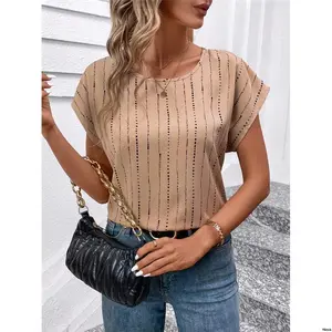 - sCasualColor tiktokClasiWomen BlockedStripedBatwingSleeveShirtForSummer