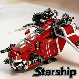 1369pcs Interstellar Raider Warship Building Model, Dual Transparent Cockpit, Mechanical Structure, Movie Collectible, Desktop Decoration