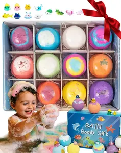 IYARAL Bath Bombs with Toys Inside, 12Pack Bath Bombs with Surprise Spring Inside, Ocean Toy Bath Salt Ball Sleeve Box Bath Bomb, Upgrade Kids Bath Bomb Gift