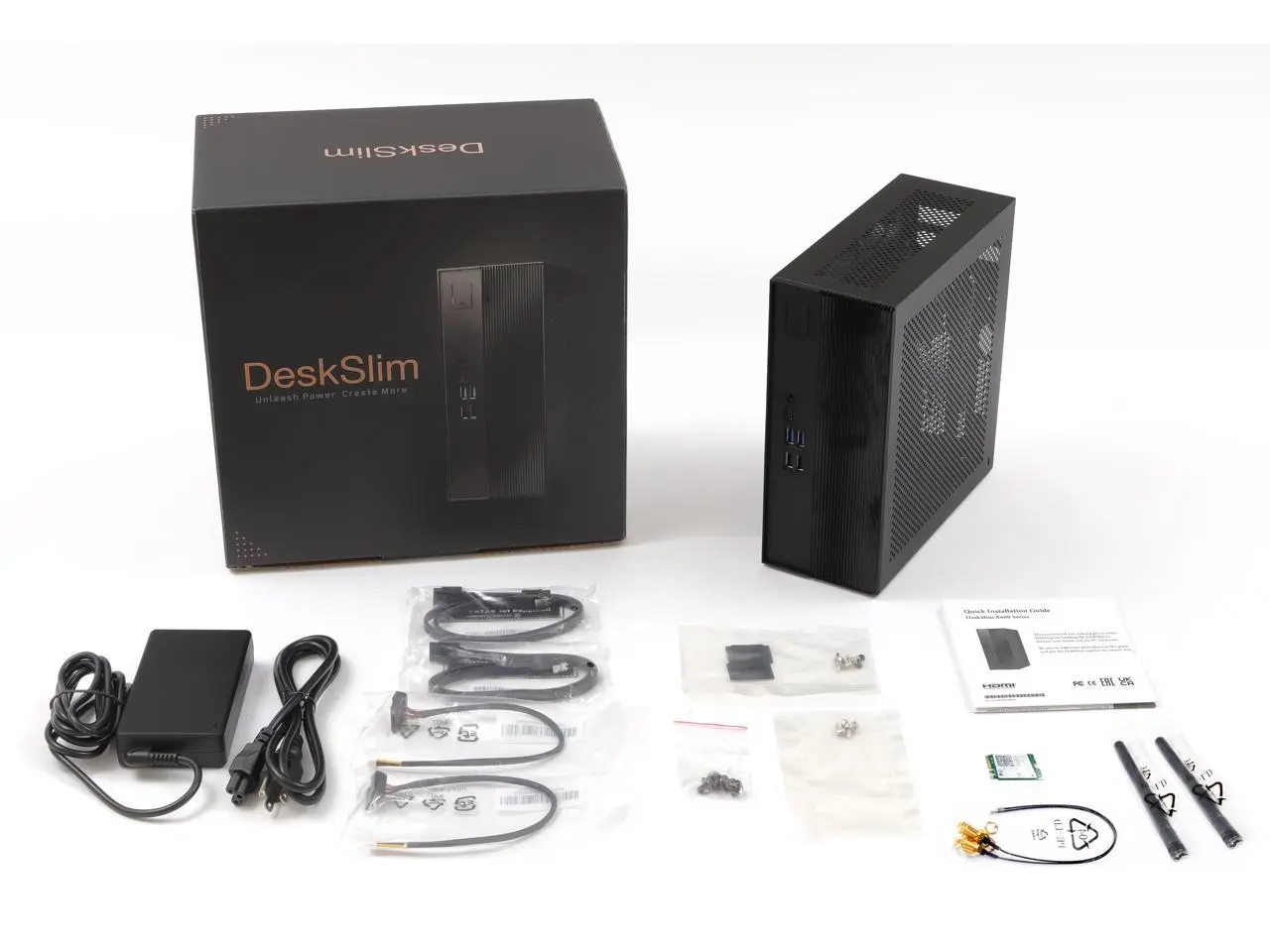ASRock DeskSlim X600W Barebone System supports AMD Socket AM5 Ryzen 9000&8000&7000 Series Processors, up to 120W, support 4 x DDR5 DIMMs, up to 7200+ MHz (OC), 256GB Memory.
