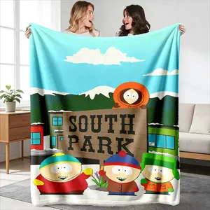 South Park Town Themed Blanket, High-Quality Flannel Fabric for Soft Touch and Warmth, Ideal Gift for South Park Fans and Home Decor, Throw Blanket