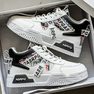 A Pair Of Men'S Easy To Clean Skateboard Shoes, With Good Grip And Breathable Lace Up Sneakers, Suitable For Outdoor Travel, Travel And Party Activities