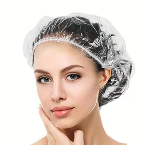 100 Disposable Hotel Bath Caps, Waterproof Plastic Shower Hats, Elastic Waistband, Multi-Purpose Pe Head Covers, Non-Sensitive Material