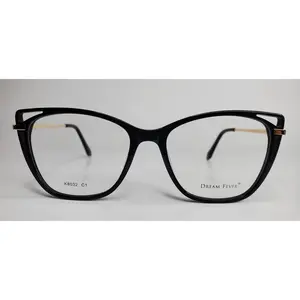 Dream Fever K8032 Black Gold Fashion Acetate Eyeglasses -Wo