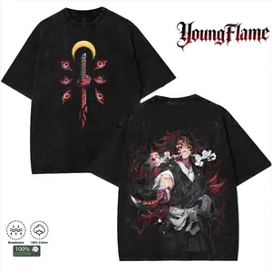 Kokushibo Demon Slayer T-Shirt | Upper Moon Rank 1 Anime Graphic Tee | Vintage Acid Washed Unisex | Valentine Gift Menswear Man Tshirt japanese streetwear