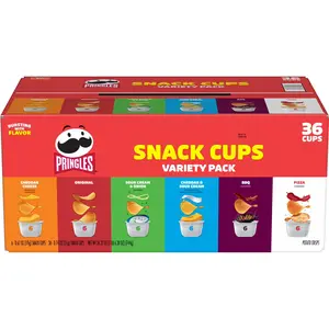 Pringles Snack Stacks Variety Pack Chips,Sour Cream and Onion, Original, Cheddar Cheese, BBQ, Cheddar and Sour Cream, and Pizza Pringles potato crisps pouch of 0.67 oz., 36 cups.