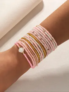 Boho Style Faux Pearl & Shell Decorated Bracelet, Fashionable Beaded Bracelet for Women & Girls, Trendy All-match & Exquisite Jewelry for Birthday Gift