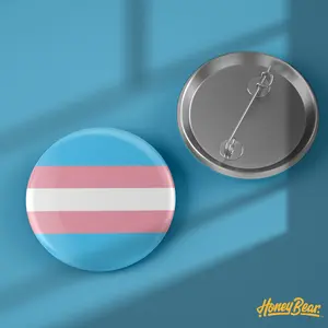 Trans Pride Flag - LGBTQ+ Pin Back Button 1.5 Inch Bold Stylish Design for Jacket Tote Backpack