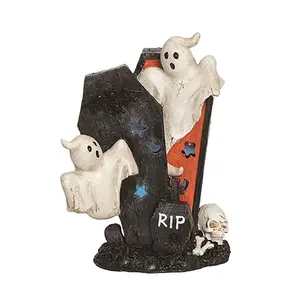 Light Up Ghost in Coffin Decorative Figure