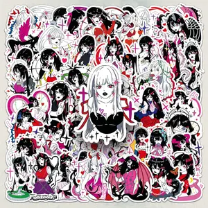 Cartoon Girl Pattern Sticker, 50pcs/set Waterproof Self Adhesive Decor Paper, Decor Sticker for Gift Greeting Card Water Bottle Laptop Phone, Cellphone Accessories