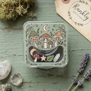 Mushroom Moon Shaker Phone Grip, Witchy Phone Holder, Celestial Crystal Accessory, Magical Mushroom Decor