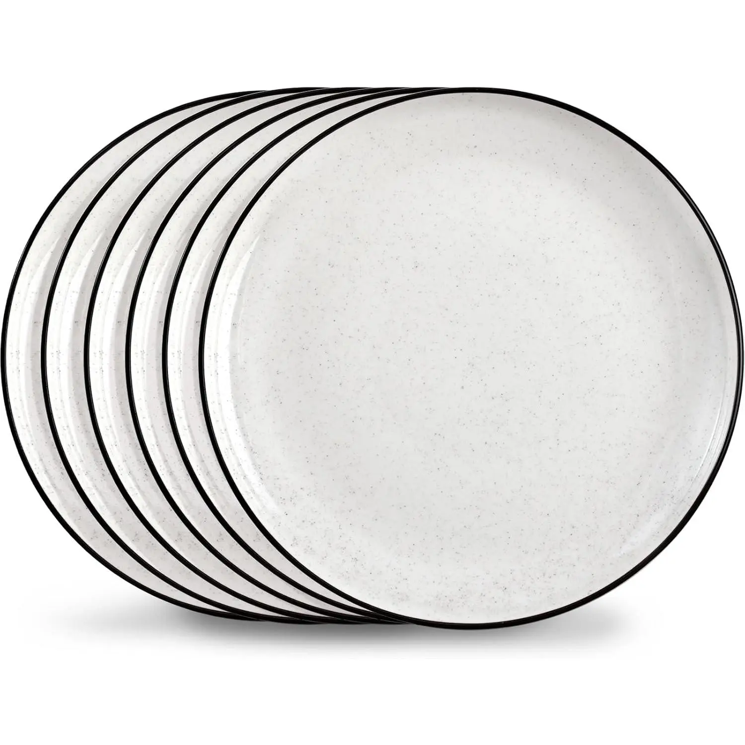 Hand-Glazed High-Temp Ceramic White Dinner Plates Set - 6pc 10.5" Size for Family, Microwave, Oven & Dishwasher Safe, Modern Kitchen Dishes for Pasta, Steak