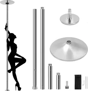 Topeakmart 45Mm Portable Dancing Pole Stripper Pole W/Spinning and Static Modes