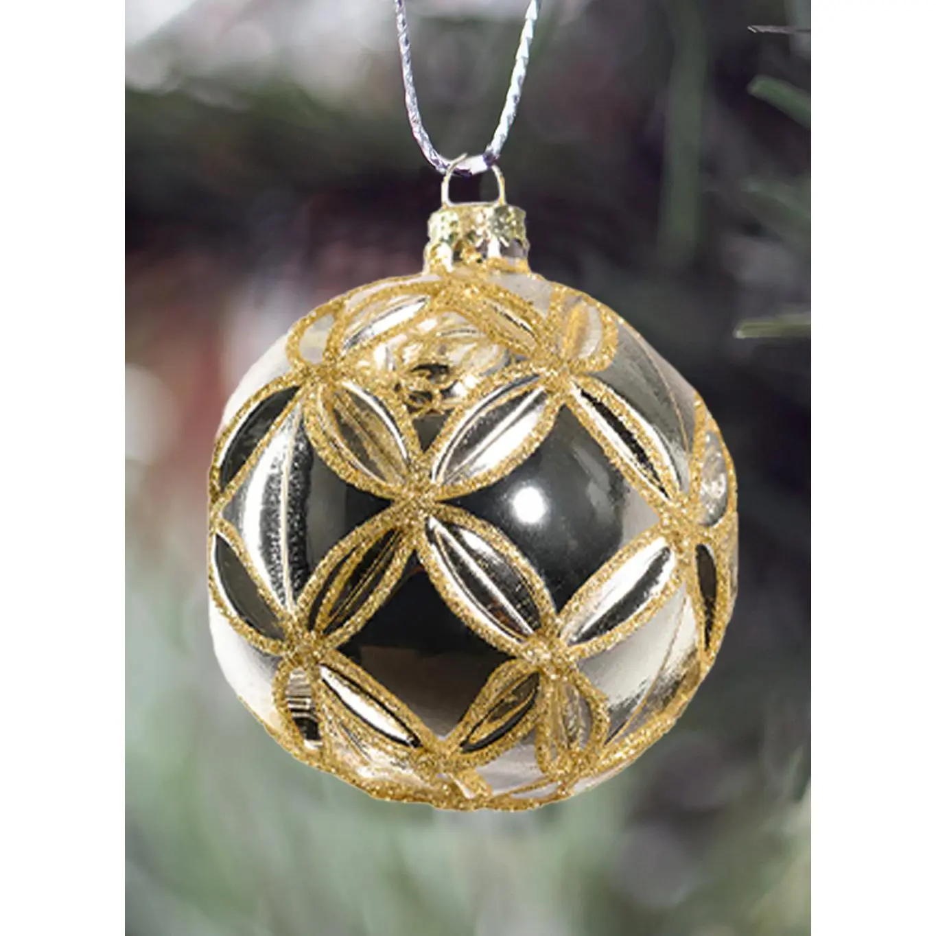 3" Gold Glitter Glass Ornaments, Pack of 6