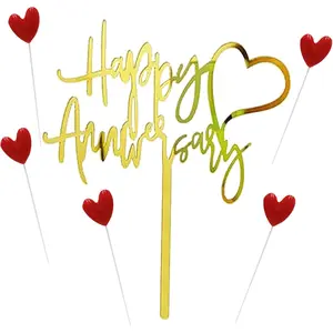 Happy Anniversary Cake Topper Happy Anniversary Cake Decorations for Party Decorations (  heart)