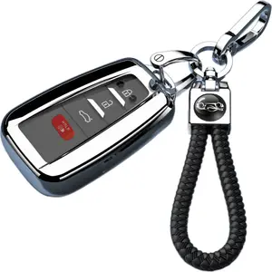 for Toyota Key Fob Cover with Keychain,Special Soft TPU Key Case Protector for 2019-2025 RAV4 2020-2022 Highlander Corolla Prius,2018-2024 Camry Avalon C-HR GT86-Red Blue Silver Black