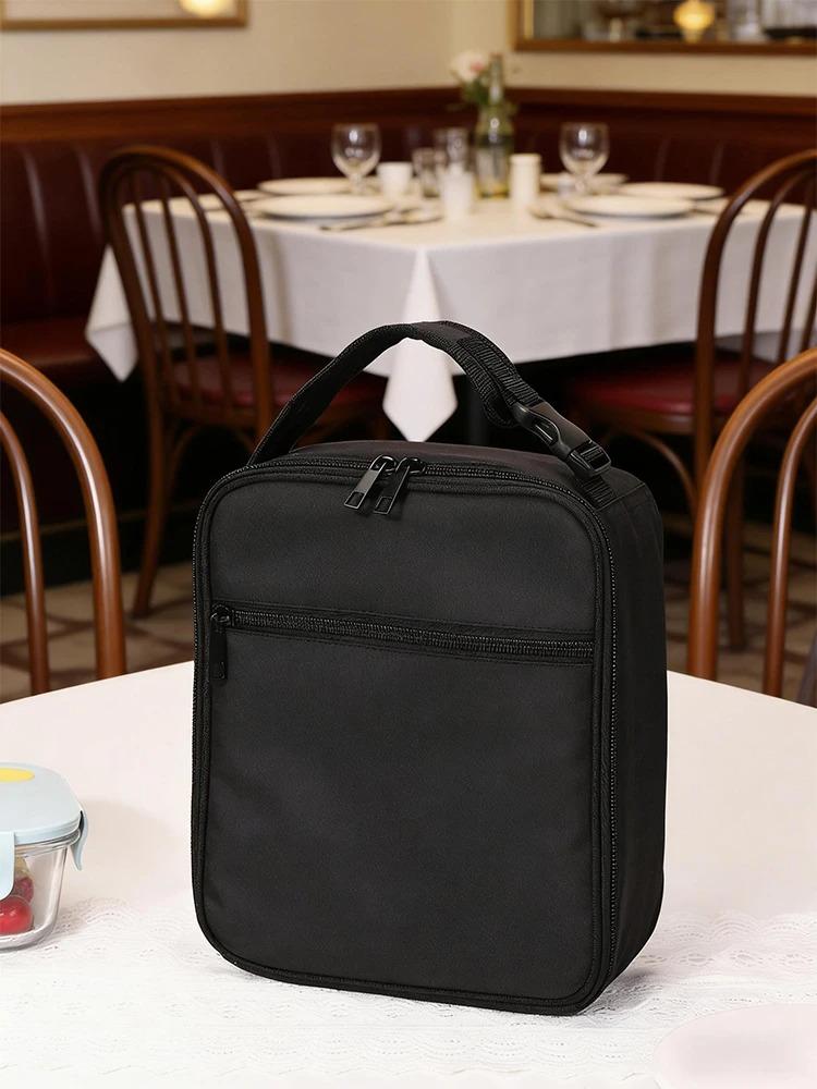 Unisex Pure Color Lunch Bag with Handle Card Buckle Design Thermal Insulation Reusable for Daily Commuting Back to SchoolCamping