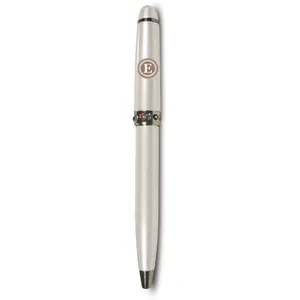 "E" Monogrammed Pearl Pen 4.25" with Colored Gems