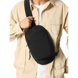 Men's Casual Solid Color Sling Bag, Lightweight Outdoor Portable Shoulder Bag, Fashionable Crossbody Chest Bag for Daily Used, Zipper Bum Bag
