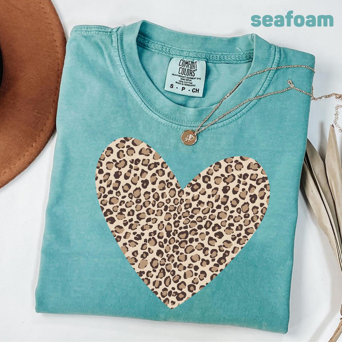Cheetah Heart Comfort Colors T-Shirt, Leopard Print Graphic Tee, Cute Fashion Shirt Gift For Women