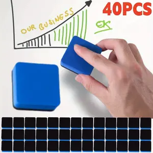 40 Pieces Dry Erase Eraser, Mini Magnetic Whiteboard Erasers for Students, Classroom, Teacher Supplies, Home and Office (Blue, 2 x 2 x 0.79 Inch)