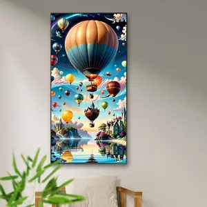 Hot Air Balloon Pattern DIY Diamond Arts Colorful Painting Kit without Frame, DIY 5D Diamond Arts Colorful Painting for Bedroom Home Wall Decor, Cloud Pattern Design