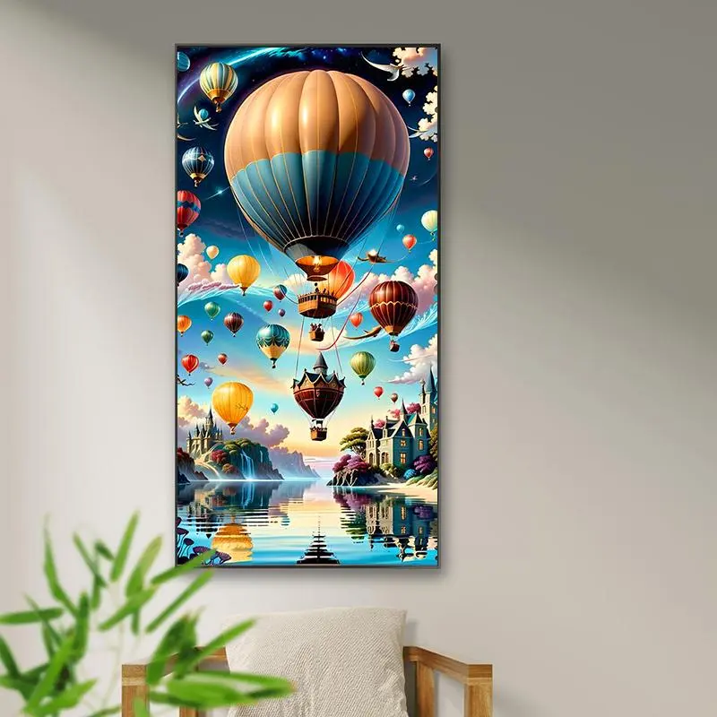 Hot Air Balloon Pattern DIY Diamond Arts Colorful Painting Kit without Frame, DIY 5D Diamond Arts Colorful Painting for Bedroom Home Wall Decor, Cloud Pattern Design