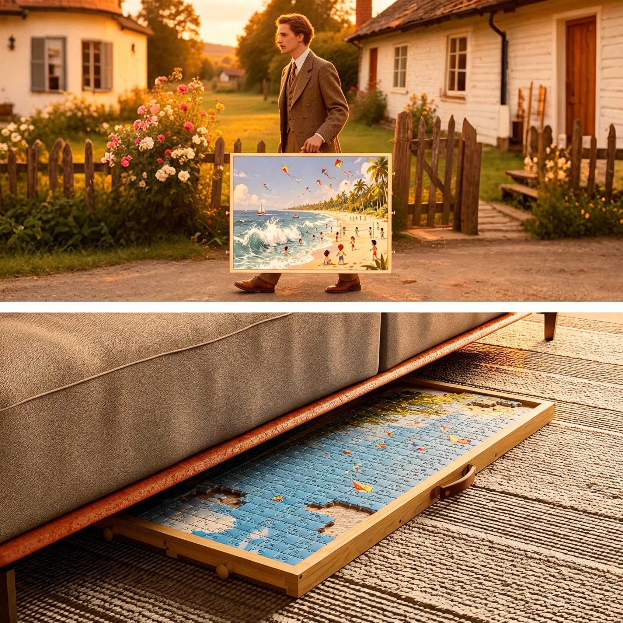 Foldable Wooden Jigsaw Puzzle Table, 2-in-1 Tilting & Rotating Puzzle Board for 1500 Pieces, 36”×26” Portable Puzzle Easel with 4 Non-Woven Drawers, Upgraded Puzzle Storage Table for Adults & Kids, Ideal Gift for Mom